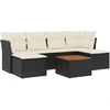 Image de vidaXL Ensemble de salon de jardin 7 pièces avec coussins noir poly rotin