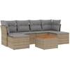 Image de vidaXL Ensemble de salon de jardin 7 pièces avec coussins Beige Poly Rattan