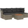 Image de vidaXL Ensemble de salon de jardin 7 pièces avec coussins Gris Poly rotin
