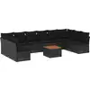 Image de vidaXL Ensemble de salon de jardin 11 pièces avec coussins noir poly rotin