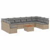 Image de vidaXL Ensemble de salon de jardin 11 pièces avec coussins Beige Poly Rattan