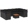 Image de vidaXL Ensemble de 10 canapés de jardin avec coussins noir poly rotin