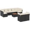 Image de vidaXL Ensemble de 10 canapés de jardin avec coussins noir poly rotin