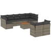Image de vidaXL Ensemble de salon de jardin 10 pièces avec coussins Gris Poly Rattan