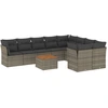 Image de vidaXL Ensemble de salon de jardin 10 pièces avec coussins Gris Poly Rattan