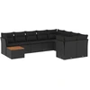 Image de vidaXL Ensemble de 10 canapés de jardin avec coussins noir poly rotin