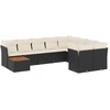 Image de vidaXL Ensemble de 10 canapés de jardin avec coussins noir poly rotin