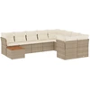 Image de vidaXL Ensemble de salon de jardin 10 pièces avec coussins Beige Poly Rattan