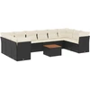 Image de vidaXL Ensemble de salon de jardin 11 pièces avec coussins noir poly rotin