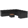 Image de vidaXL Ensemble de salon de jardin 11 pièces avec coussins noir poly rotin