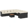 Image de vidaXL Ensemble de salon de jardin 11 pièces avec coussins noir poly rotin