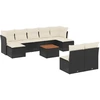 Image de vidaXL Ensemble de 10 canapés de jardin avec coussins noir poly rotin