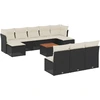Image de vidaXL Ensemble de salon de jardin 11 pièces avec coussins noir poly rotin