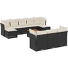 Image de vidaXL Ensemble de salon de jardin 11 pièces avec coussins noir poly rotin