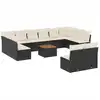 Image de vidaXL Ensemble de 13 canapés de jardin avec coussins noir poly rotin