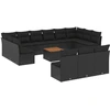 Image de vidaXL Ensemble de salon de jardin 14 pièces avec coussins noir Poly rotin