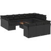 Image de vidaXL Ensemble de salon de jardin 14 pièces avec coussins noir Poly rotin