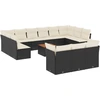 Image de vidaXL Ensemble de salon de jardin 14 pièces avec coussins noir Poly rotin