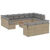 Image de vidaXL Ensemble de salon de jardin 14 pièces avec coussins Beige Poly Rattan