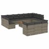 Image de vidaXL Ensemble de salon de jardin 14 pièces avec coussins Gris Poly rotin