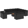 Image de vidaXL Ensemble de salon de jardin 14 pièces avec coussins noir Poly rotin