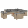 Image de vidaXL Ensemble de salon de jardin 14 pièces avec coussins Beige Poly Rattan