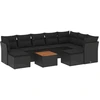 Image de vidaXL Ensemble de 10 canapés de jardin avec coussins noir poly rotin