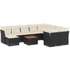 Image de vidaXL Ensemble de salon de jardin 11 pièces avec coussins noir poly rotin