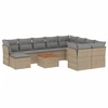 Image de vidaXL Ensemble de salon de jardin 11 pièces avec coussins Beige Poly Rattan