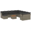 Image de vidaXL Ensemble de salon de jardin 12 pièces avec coussins Gris Poly rotin