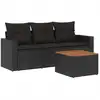 Image de vidaXL Ensemble de salon de jardin 4 pièces avec coussins noir poly rotin
