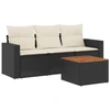 Image de vidaXL Ensemble de salon de jardin 4 pièces avec coussins noir poly rotin