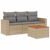 Image de vidaXL Ensemble de salon de jardin 4 pièces avec coussins Beige Poly Rattan
