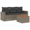 Image de vidaXL Ensemble de salon de jardin 4 pièces avec coussins Gris Poly rotin