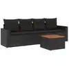 Image de vidaXL Ensemble de salon de jardin 5 pièces avec coussins noir poly rotin