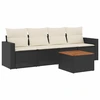 Image de vidaXL Ensemble de salon de jardin 5 pièces avec coussins noir poly rotin