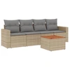Image de vidaXL Ensemble de salon de jardin 5 pièces avec coussins Beige Poly Rattan