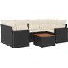 Image de vidaXL Ensemble de salon de jardin 7 pièces avec coussins noir poly rotin