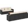Image de vidaXL Ensemble de jardin canapé 8 pièces avec coussins noir poly rotin