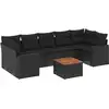 Image de vidaXL Ensemble de jardin canapé 8 pièces avec coussins noir poly rotin
