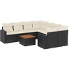 Image de vidaXL Ensemble de salon de jardin 9 pièces avec coussins noir poly rotin