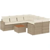 Image de vidaXL Ensemble de salon de jardin 9 pièces avec coussins beige Poly rotin