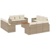 Image de vidaXL Ensemble de 13 canapés de jardin avec coussins Beige Poly Rattan