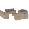 Image de vidaXL Ensemble de 13 canapés de jardin avec coussins Beige Poly Rattan