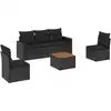 Image de vidaXL Ensemble de salon de jardin 6 pièces avec coussins noir poly rotin