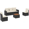 Image de vidaXL Ensemble de salon de jardin 6 pièces avec coussins noir poly rotin