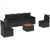 Image de vidaXL Ensemble de salon de jardin 7 pièces avec coussins noir poly rotin