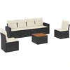 Image de vidaXL Ensemble de salon de jardin 7 pièces avec coussins noir poly rotin