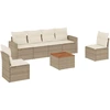 Image de vidaXL Ensemble de salon de jardin 7 pièces avec coussins Beige Poly Rattan