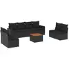 Image de vidaXL Ensemble de salon de jardin 9 pièces avec coussins noir poly rotin